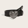 Fashion Alloy Heart Creative Belt Personalized Willow Nail Youth Belt, Punk Buckle Daily Casual Pants Versatile Belt