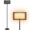 Floor Lamp for Living Room, Modern Standing Lamp with Double Layer Shade & Foot Switch, Minimalist Tall Pole Lampshade for Bedroom, Office, Black
