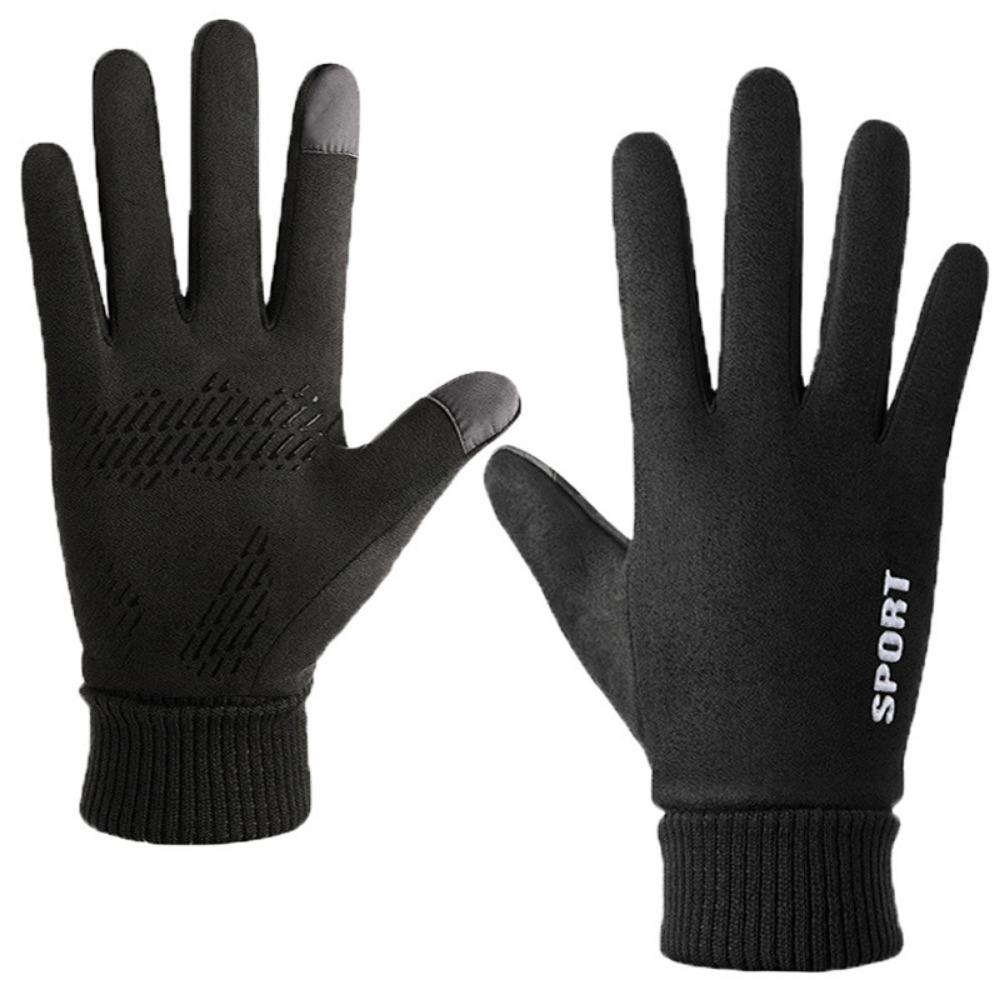 Motorcycle Gloves Mens Winter Piled Thickened Warm Windproof Cold Non-slip Big Seven Outdoor Riding Cotton Gloves