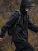 Herren Schwarze Kapuzen-Winddichte Wasserdichte Outdoor-Arbeitsjacke für Herbst/Winter