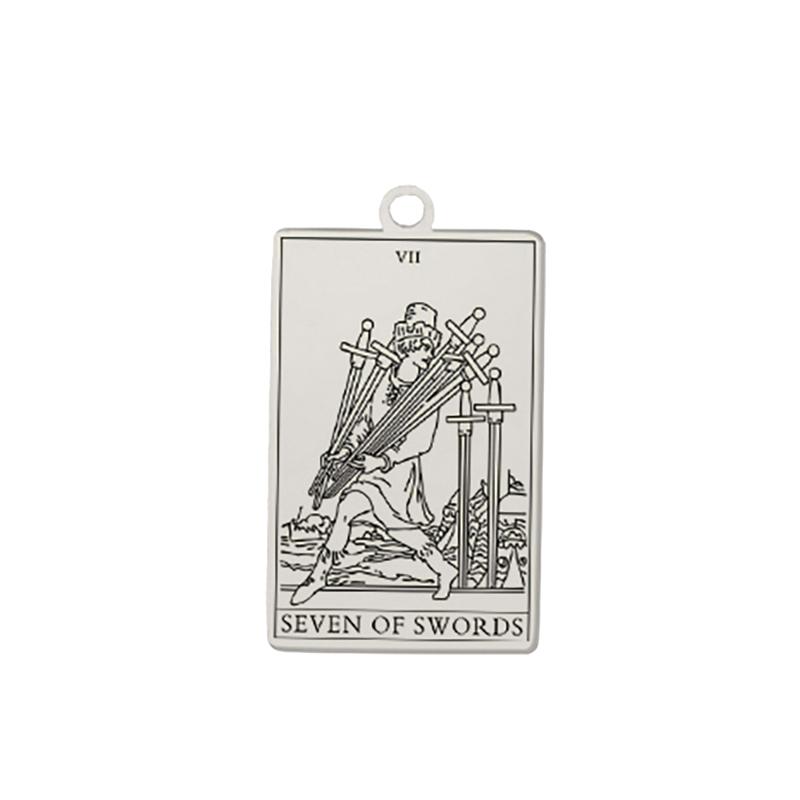 Dawapara Tarot Card Pendant Suit of Swords Minor Arcana Amulet Stainless Steel Charms for Jewelry Making DIY Accessories
