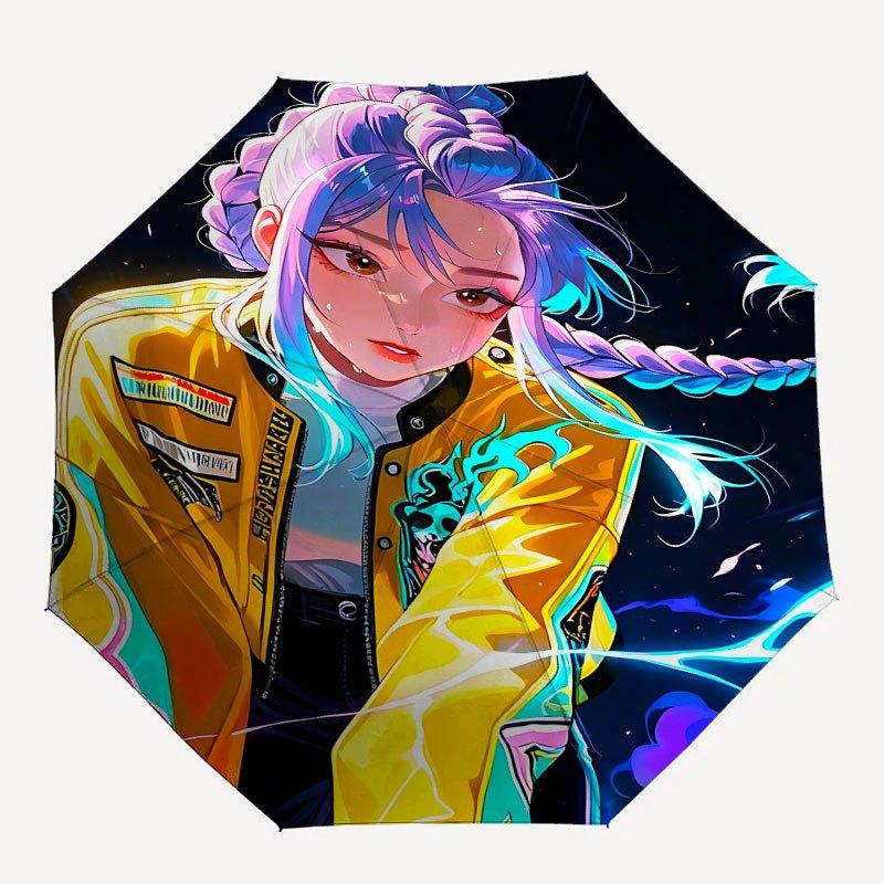 

1pc K-POP hunter X Automatic Opening/Closing Umbrella with Convenient Three-Fold Design, 8 Iron Ribs - for Outdoor Daily Use, Travel A50