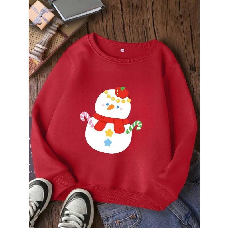 European sizes New Comfortable Kids' Round Neck Sweatshirt, Casual, Trendy And Fashionable Christmas Print Top