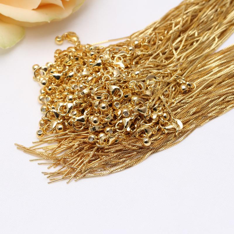 Diy Handmade 14K Bag Gold Color Retention, Chain Universal Chain Adjustment Box Chain Copper Plated Color Retention Necklace
