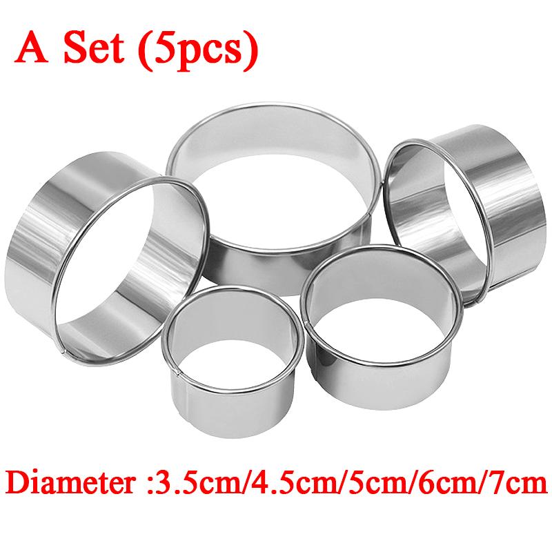 5Pcs Round Biscuit Mold Stainless Steel Dumpling Skin Cutting Mould DIY Cake Pastry Baking Tools Home Kitchen Dessert Gadgets