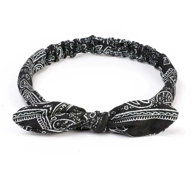 

Винтажные эластичные повязки для волос с крестообразным узлом, банданы, тюрбаны, волосы для девочек, аксессуары для волос, мягкие повязки для волос с принтом пейсли в стиле бохо для женщин