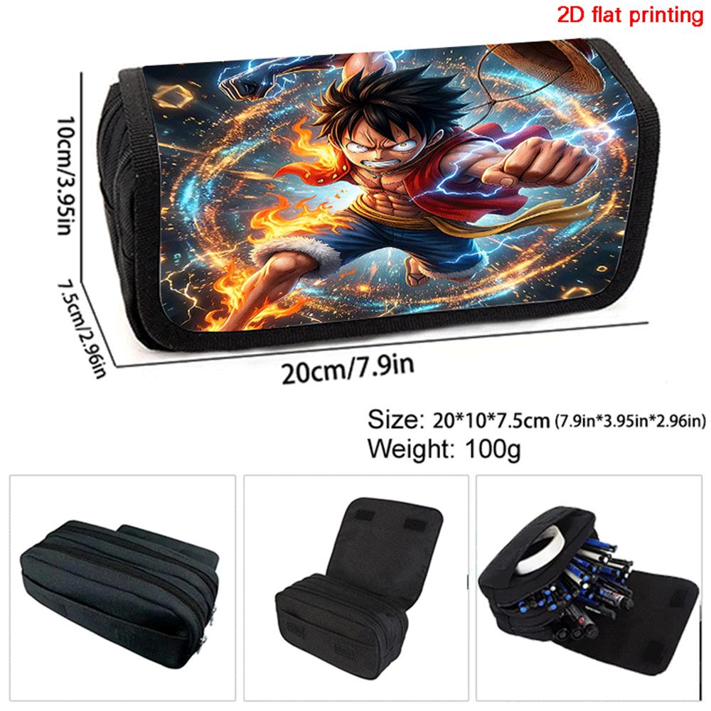 One Piece Anime Flip Pencil Case Large Capacity Multi Layer Durable Unisex Stationery Storage For Kids Boys And Girls Ages 6-10