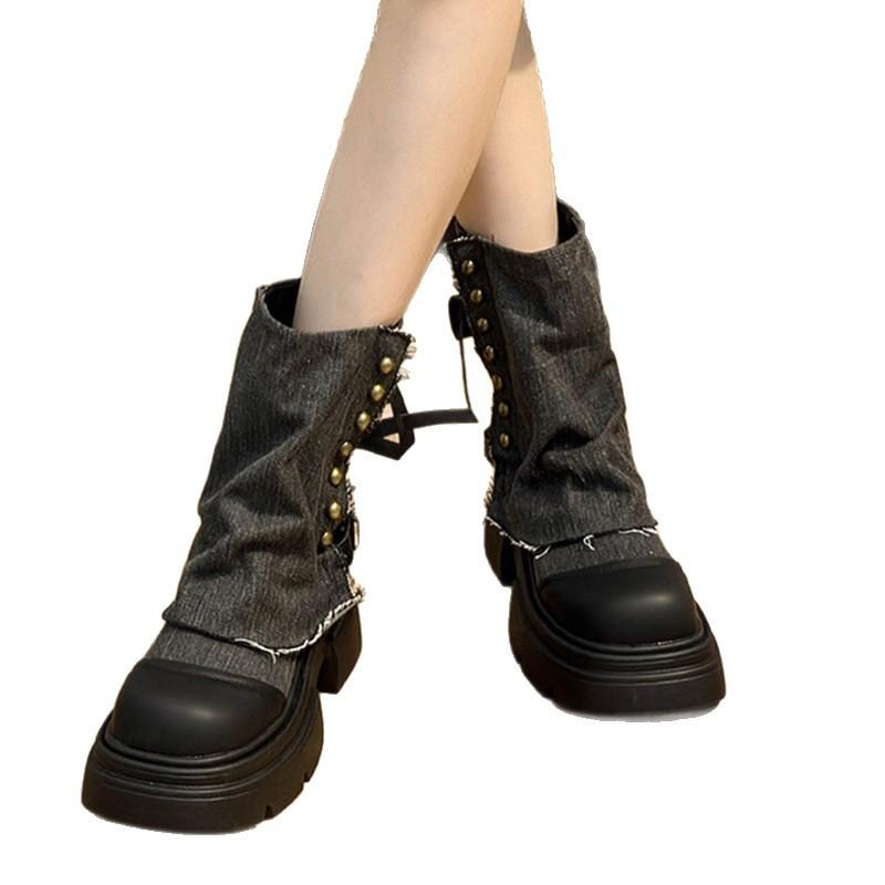 Jeans tube boots women's platform small British style Martin boots 2025 new autumn retro stacked short boots