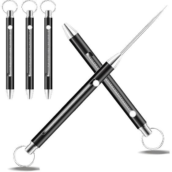 Toothpick,Portable Titanium Toothpicks,Pocket Metal Toothpick Reusable with Stainless Steel Toothpick Holder Keychain Telescopic Toothpick (3 Pieces)