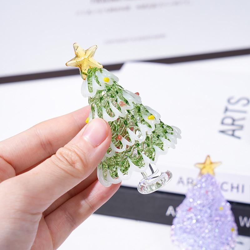 Handmade Bohai Glass Pulling Thread Christmas Tree Desktop Decor Ornament Gift Office Home Holiday