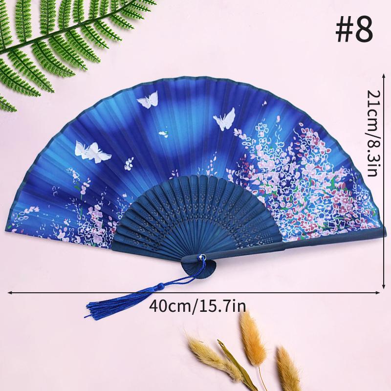 Folding Fan Lace Flower Decor Chinese Style Fan Hand Held Anitque Art Craft Japnese Summer Female Dance Home Party Decoration
