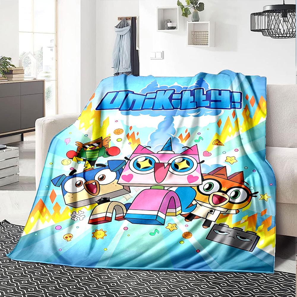 Unikitty Adventure Begins Flannel Blanket Super Soft Warm Cozy Blanket For Sofa Bed Office Travel Allseason Home Decor Gift