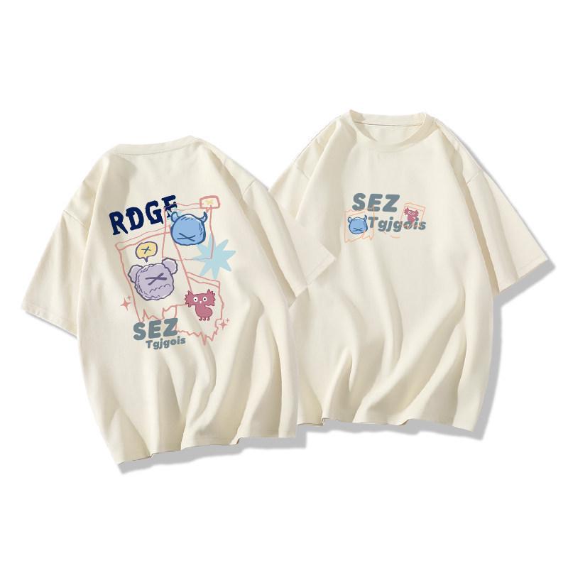 Unisex Plus Size Cotton Loose T-Shirt, Short Sleeve, Oversized, Trendy Brand, Couples Top