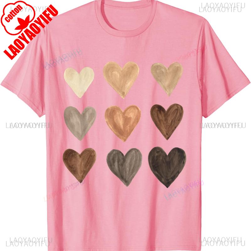 

Melanin Hearts Social Justice Equality Unity Protest printed Tshirt tops Unisex casual style Allmatch Regular short sleeve S