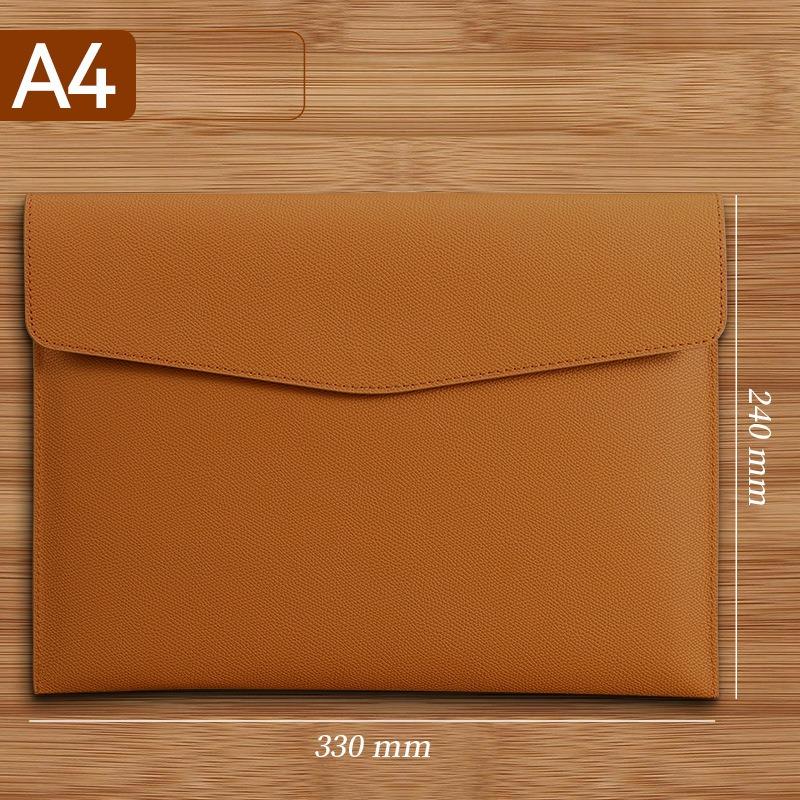 1PC Fashion A4 Leather Document Bag High-end Document Bag Information Bag Waterproof Business Office Snap Buckle Thickened Storage Bag