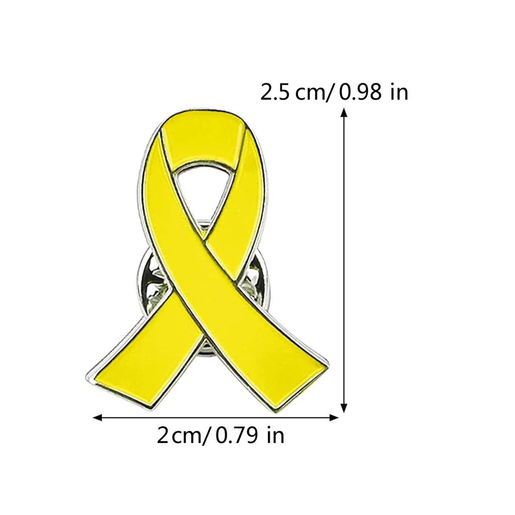 Pack of 10 Anti-Violence Awareness Pins Yellow Ribbon Shape Brooches Stylish Enamel Breastpins Colorful Badges Ornament