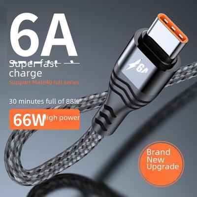 6A Superschnellladekabel Typ C mit Nylongeflecht für 100W Huawei-, Samsung- und Android-Geräte