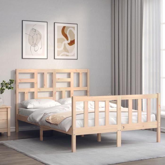 VidaXL Bed Frame with Headboard 120x200 Cm Solid Wood 3193071