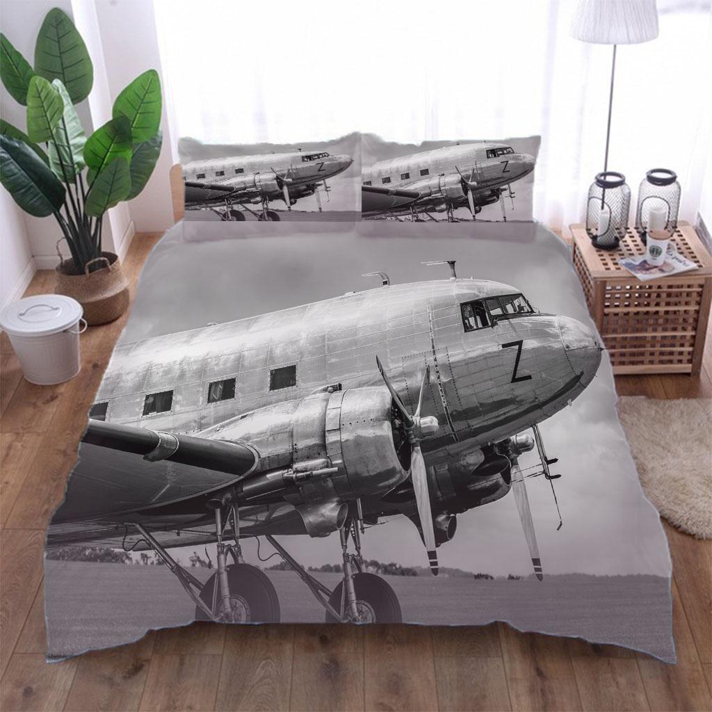 3D Bedding Set Helicopter Duvet Quilt Cover Set Comforter Cover Pillowcase King Queen Size Printed Polyester Summer Quilt Cover