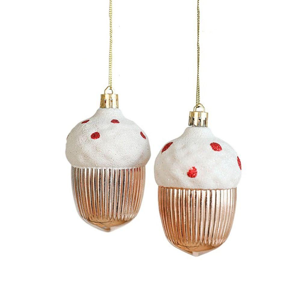 2Pcs Plastic Christmas Hanging Conch Ornament Star Glittery Hazelnut Christmas Pendant Decorative Snowman