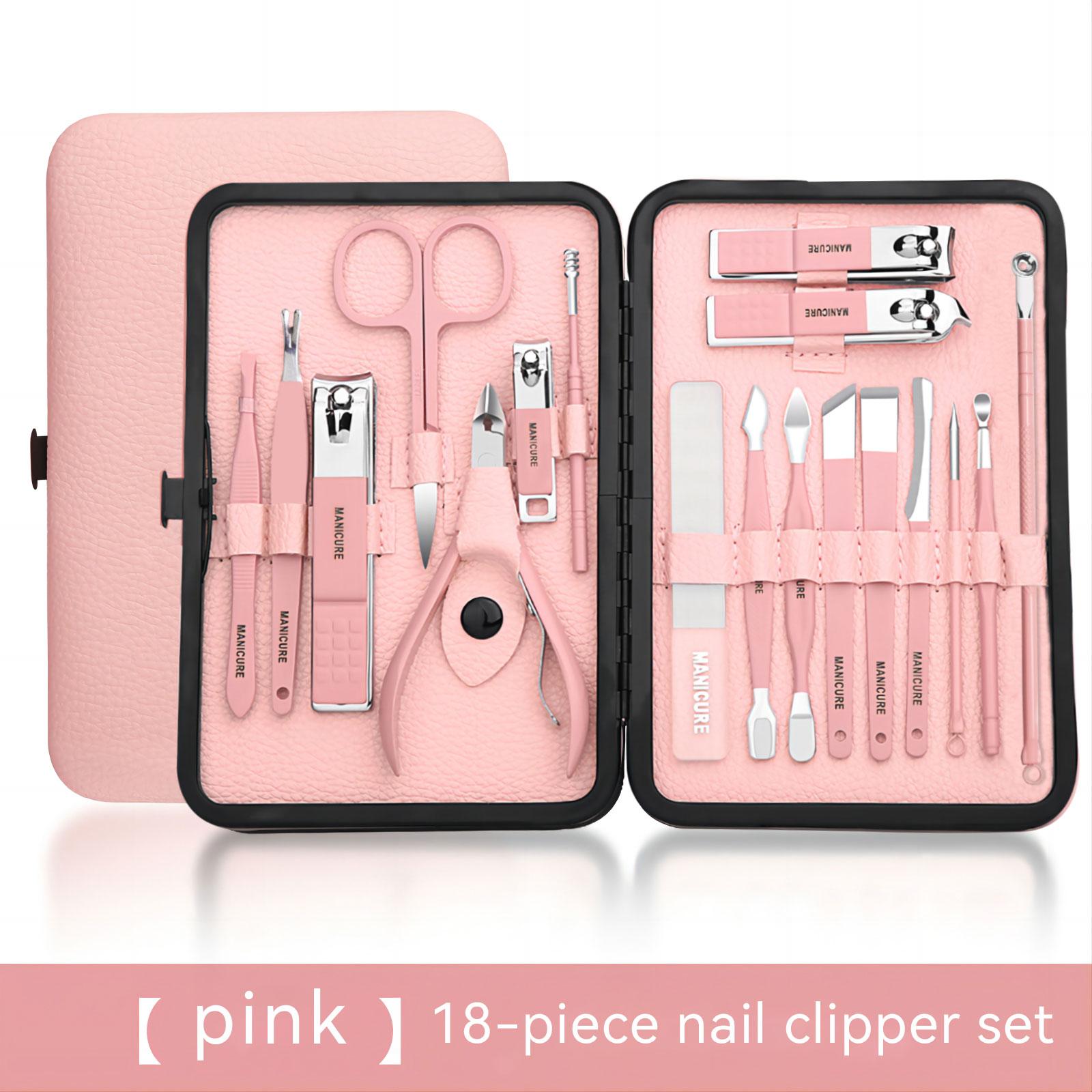 18-Piece Carbon Steel Nail Clipper Set Portable Eagle Beak Nail Clippers Finger Toe Tools Ear Spoons Durable Nail Trimming Tools
