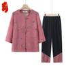 Elderly Women's New Chinese Style Spring Shirt & Pant Set