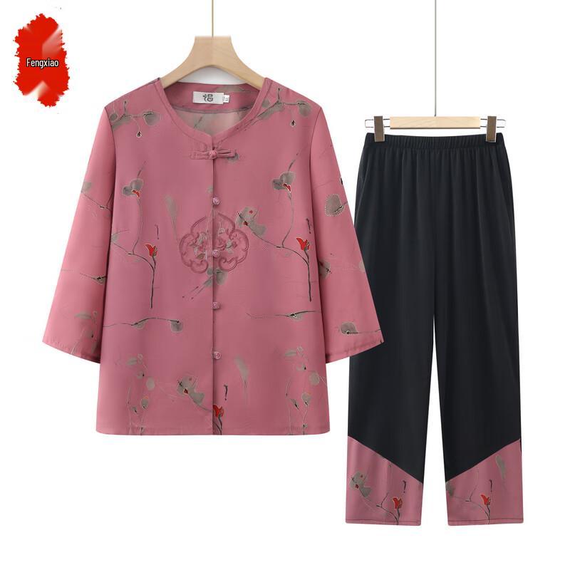 Elderly Women s New Chinese Style Spring Shirt & Pant Set 3XL