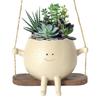 Resin Cartoon Cute Flowerpot Swing Flower Container Creative Wall Hanging Head Planter Home Garden Patio Accessories