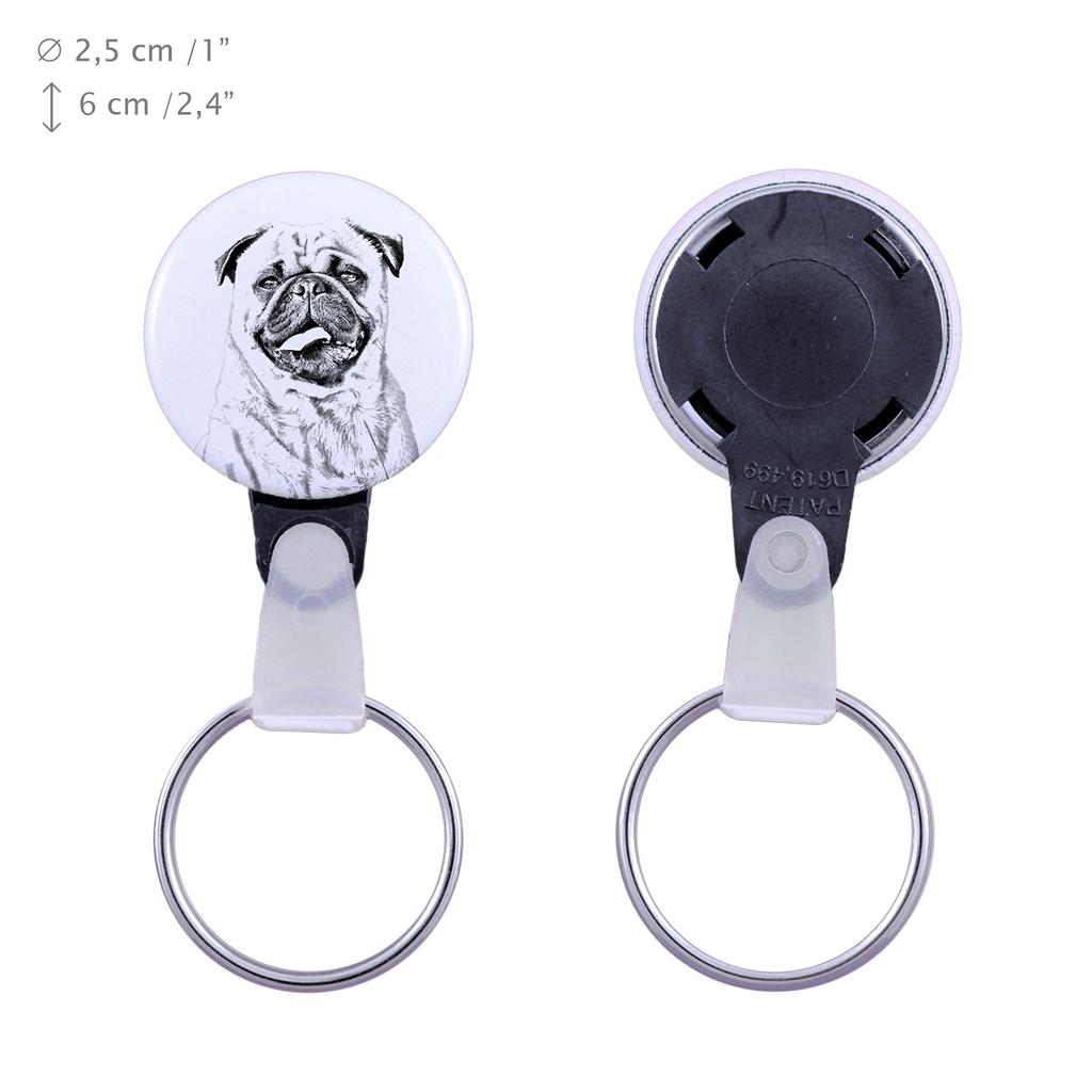 Pug - Keychain with a Dog Portrait, Pendant with the Brand's Own Art-Dog Graphics