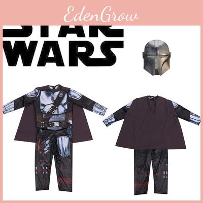 Ensemble de Costume d'Halloween Star Wars Mandalorian pour Garçons; Combinaison, Masque et Cape Inclus !