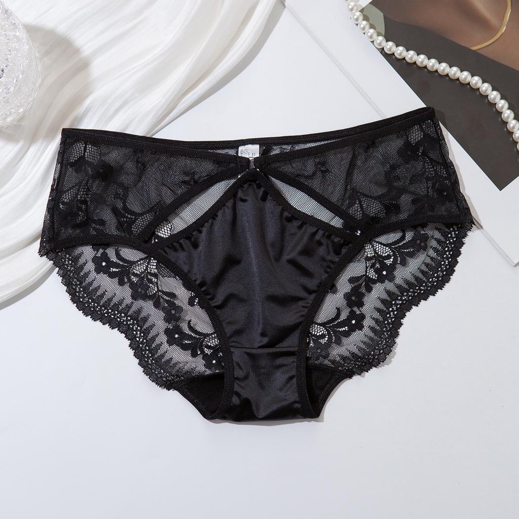 Hollow Out Mid Waist Panties Breathable Plus Size Triangle High Elasticity Women’s Panties
