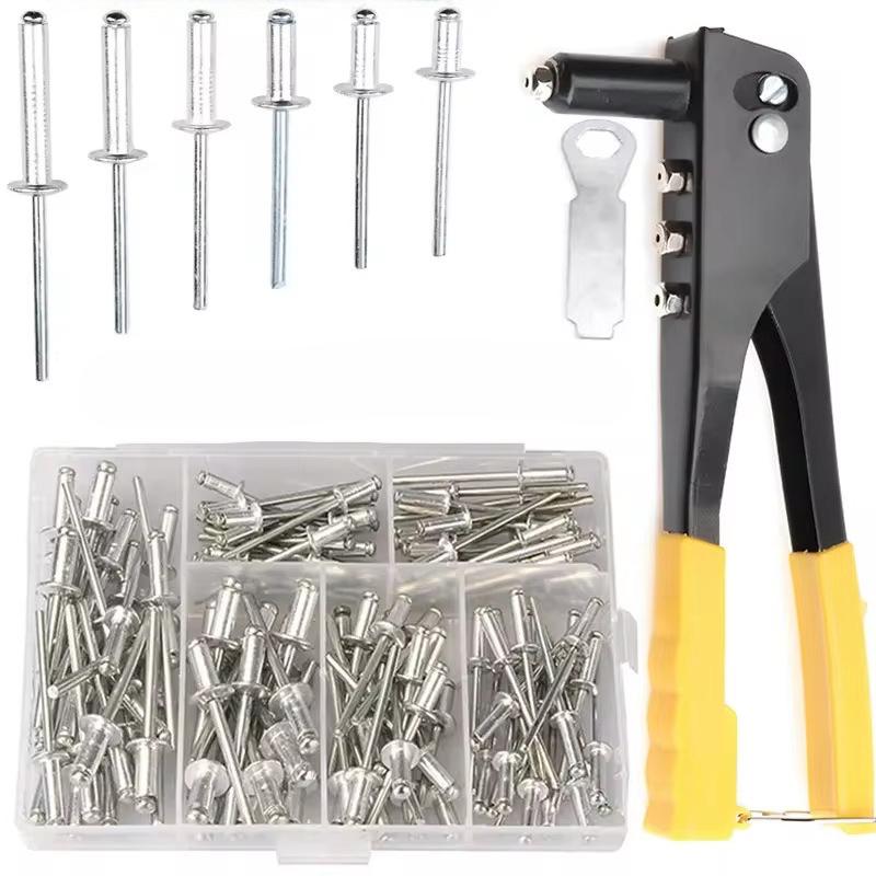 Heavy Duty Hand Rivet Gun Professional Blind Riveter Set with 120Pcs Rivets for Automotive Home DIY Repair