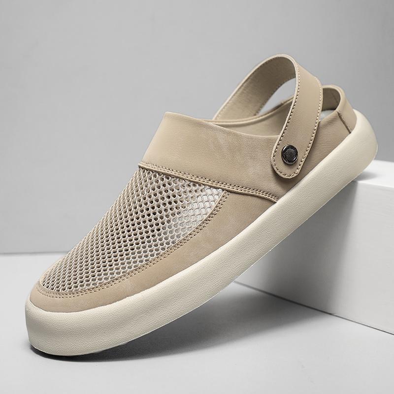 

Модные новые мужские полушлепанцы, обувь из сетки, мужские слипоны, повседневные мюли, мокасины, дышащие черные лоферы, zapatos hombre 39