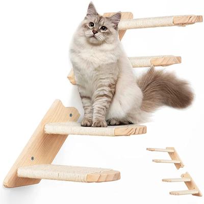 Étagère d'escalade pour chat à fixation murale réversible à quatre marches en corde de sisal écologique pour chat Meubles pour animaux de compagnie Arbre à chat Marches murales pour animaux de compagnie