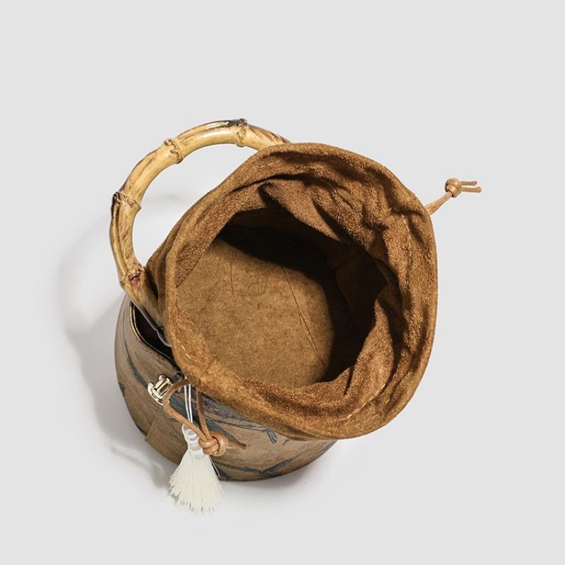 Chinese Style Xiangyunsha Drawstring Coin Purse, Ethnic Fashion Minimalist Portable Crossbody Pouch