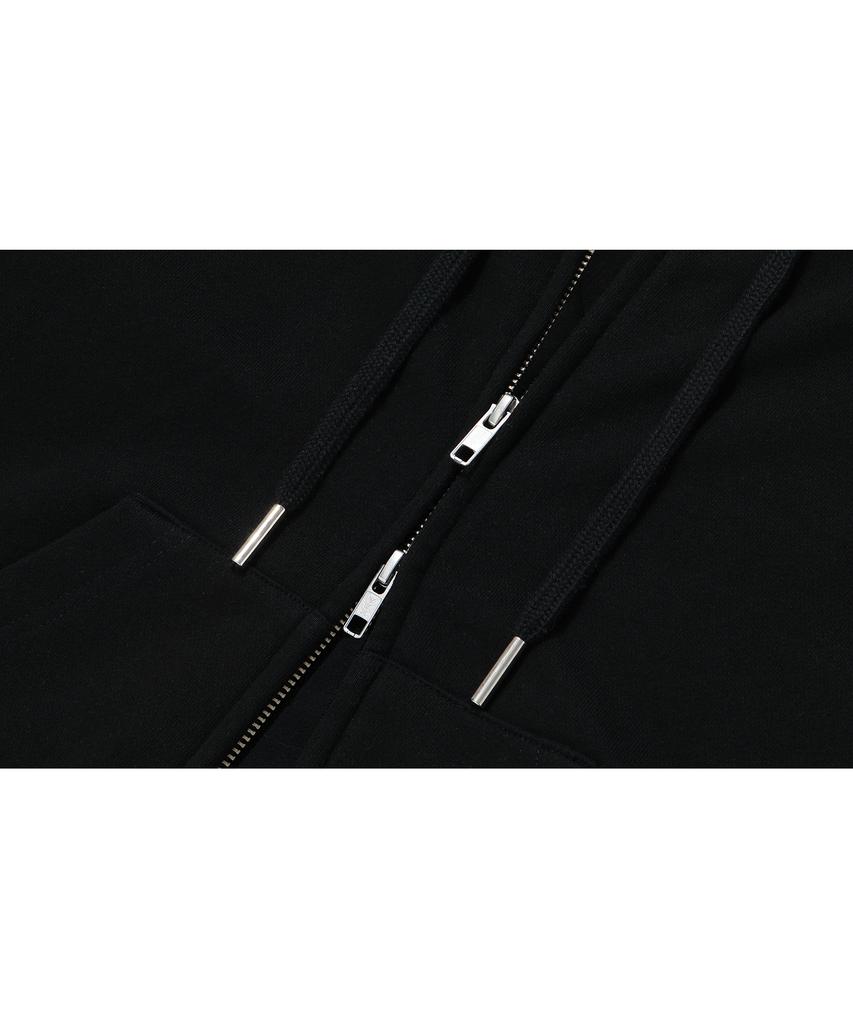 Wooalong (Brushed)Signature Hood Zip-Up - Black