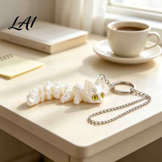 3D Printed Fox Keychain Articulated Keychain Flexible Joint Animal Pendant with Metal Fun Desk Decoration Key Ring Creative Figurine Toy Bag Charm