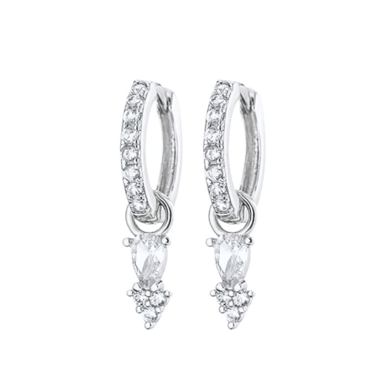 925 Silver Ear Buckles Fashion Hoop Earrings White Crystal Luxury Women's Earrings Wedding Women's Jewelry Premium Gift