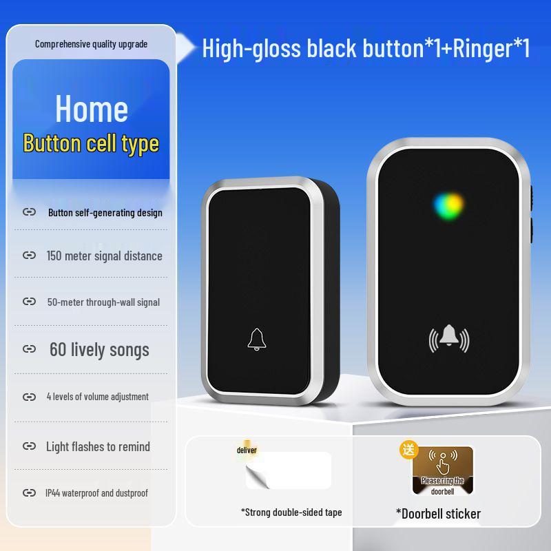 Wireless Self-Powered Long-Range Electronic Doorbell with Dual Receivers and High Volume for Elderly