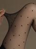 Women'S Black Sheer Polka Dot Pantyhose, Sexy Pure Desire Style Anti-Snagging Hosiery, Perfect For Date & Night Out