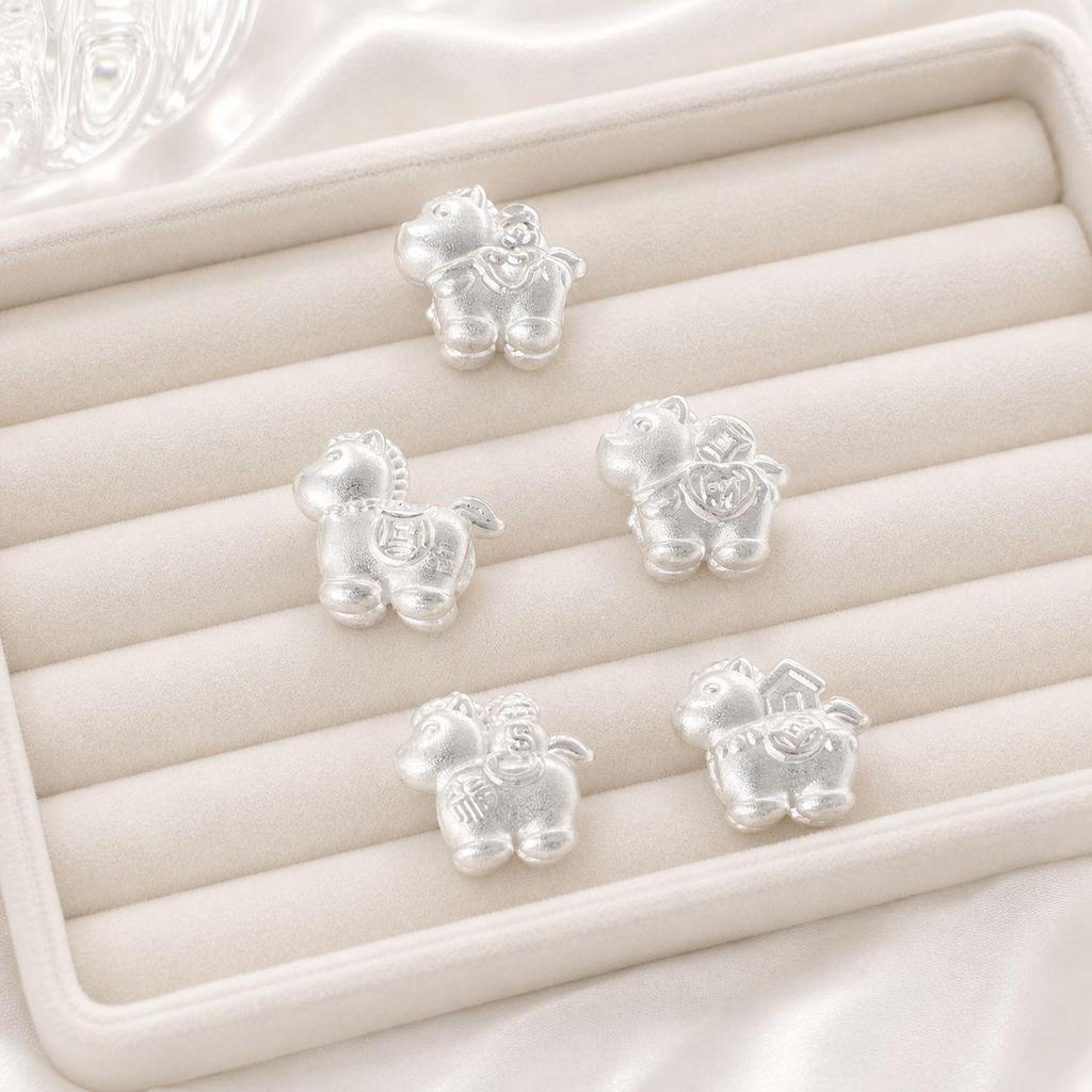 Sterling Silver 999 Year of the Horse Luck Bead for DIY Hand Rope Projects