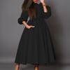 Women's clothing winter new semi-turtleneck long-sleeved waist temperament waist waist thin big pendulum dress