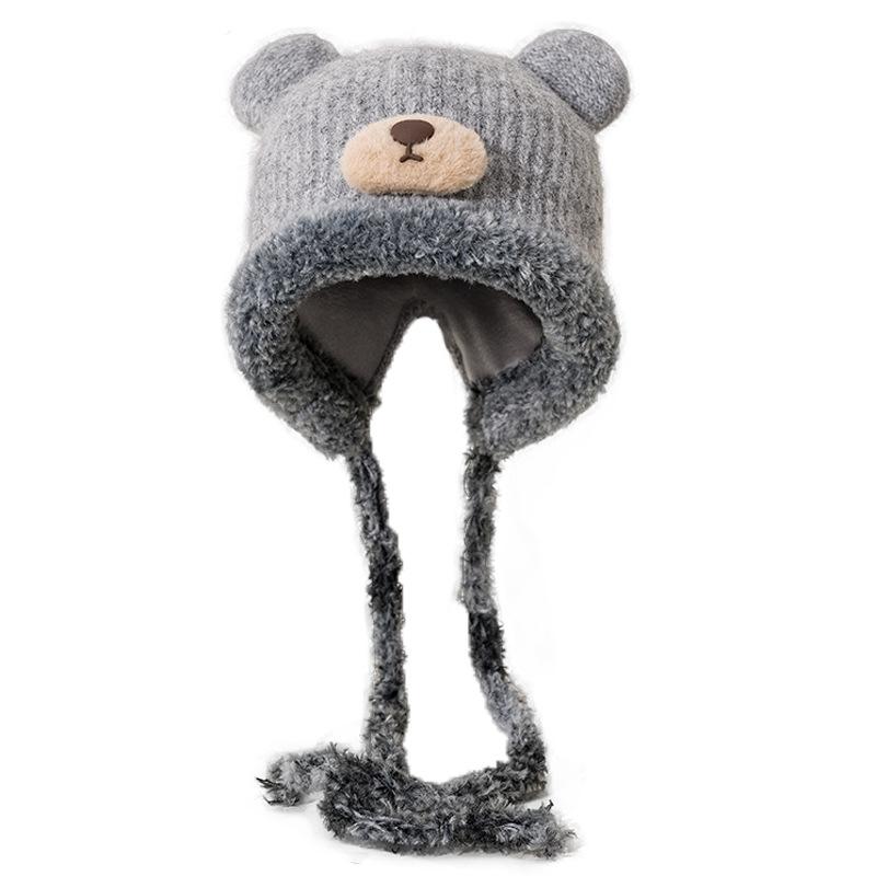 Cute Plush Hat Women's Autumn and Winter Colorful Fringed Braids Knitted Pullover Hat Ear Protector