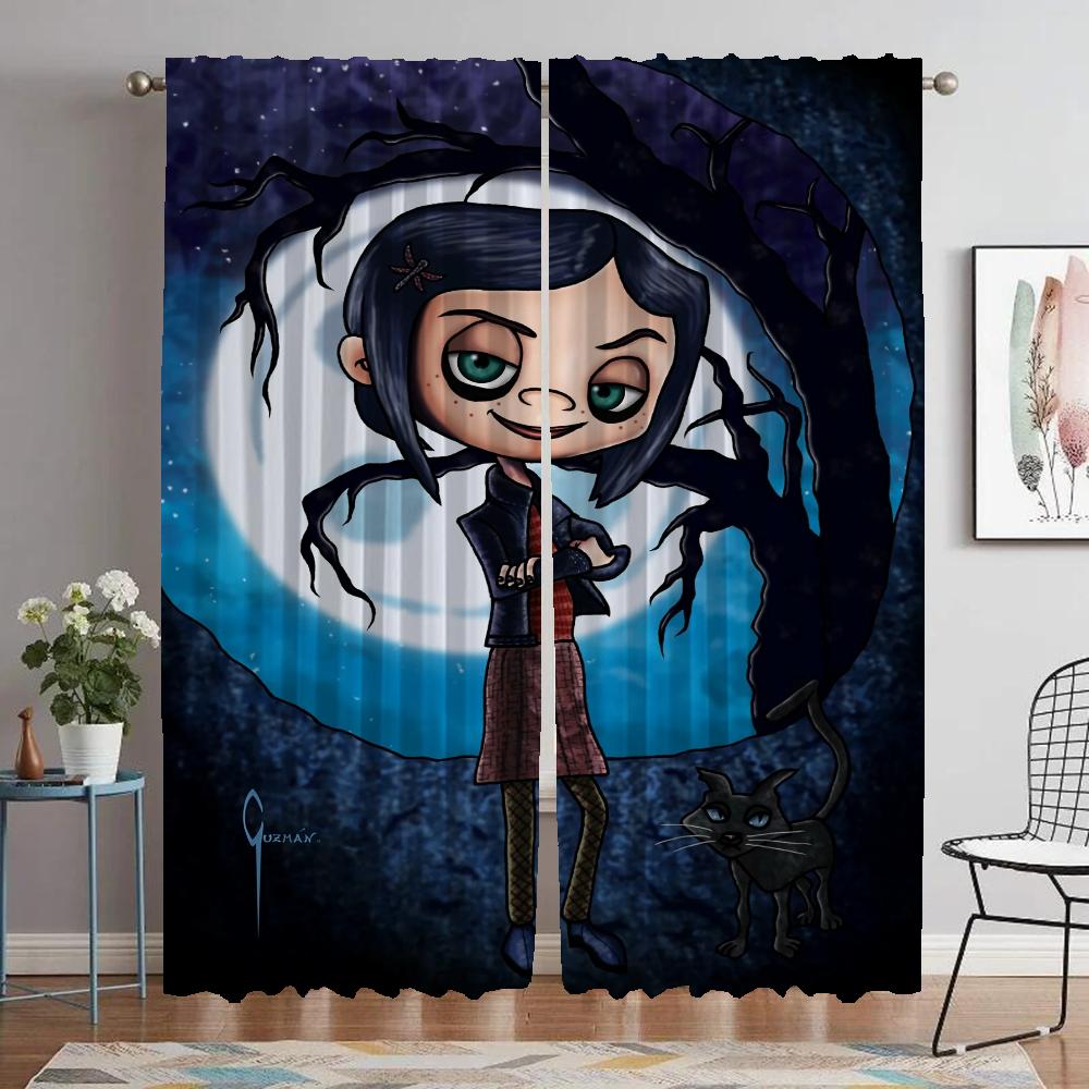 Elegant Room Curtains for Living Room Coralines Window Curtain Partition Shades Halloween Decoration Tulle for Bedroom Kitchen