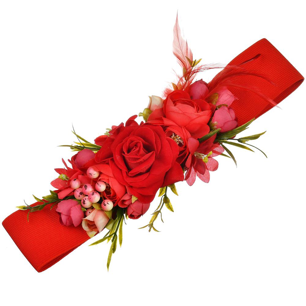 Bridal Feather Flower Elastic Waistband Accessory