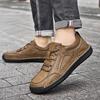 2025 Plus Size Hand-stitched Men's Leather Slip-on Casual Low-top Shoes for Spring