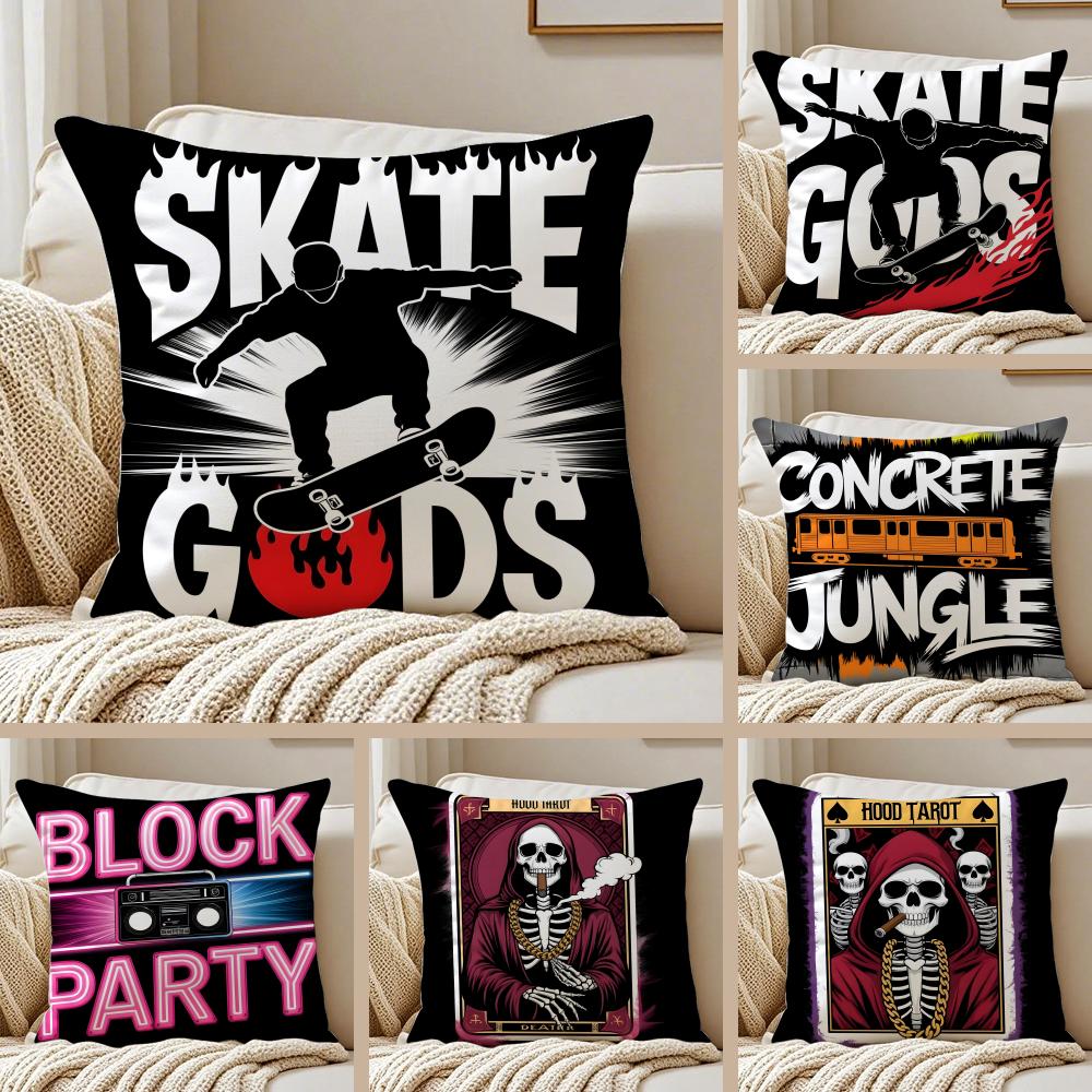 Hiphop Fashion Brand Graffiti Pattern Cushion Cover Pillowcase Antidustmite living Room Sofa Decor Cushion Room