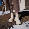 Krazing Pot  Cow Leather Wool Blend Winter Round Toe Platform Snow Boots Zipper Women Casual Keep Warm Ankle Boots