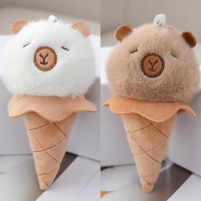 Funny Ice Cream Shape Capybara Plush Toys Keychain Cute Plush Doll Pendant Backpack Decoration Accessories Car Keyring Kids Gift