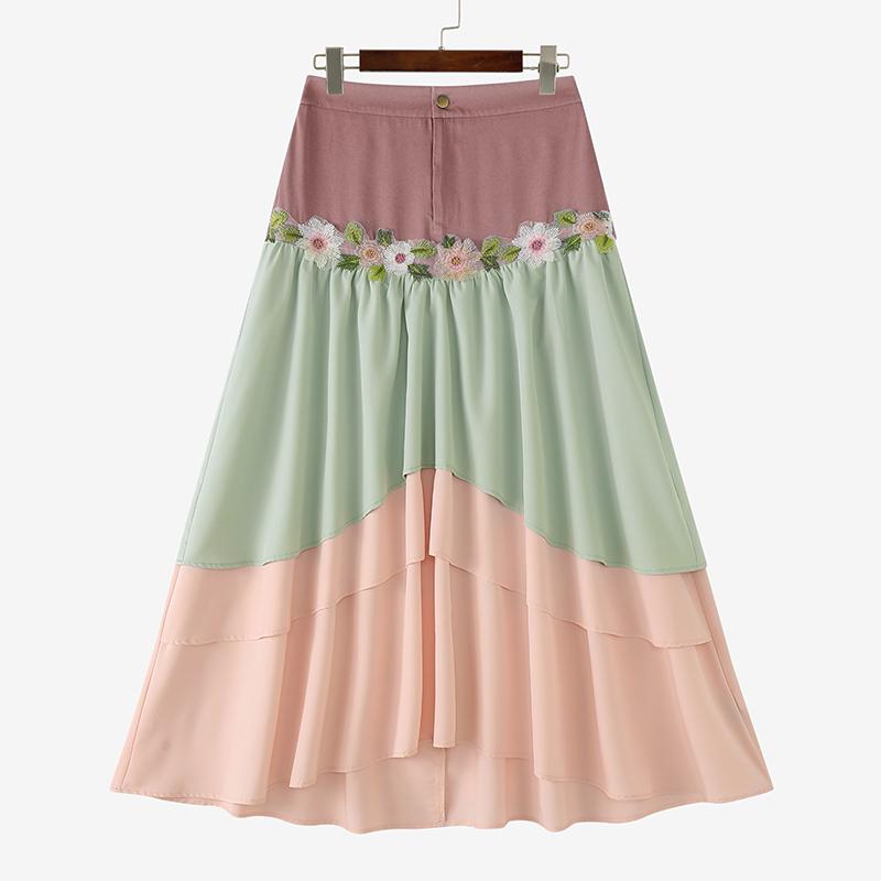 

ZANZEA Women Floral Splice Loose Casual Elegant Long Skirts 5XL рожевий